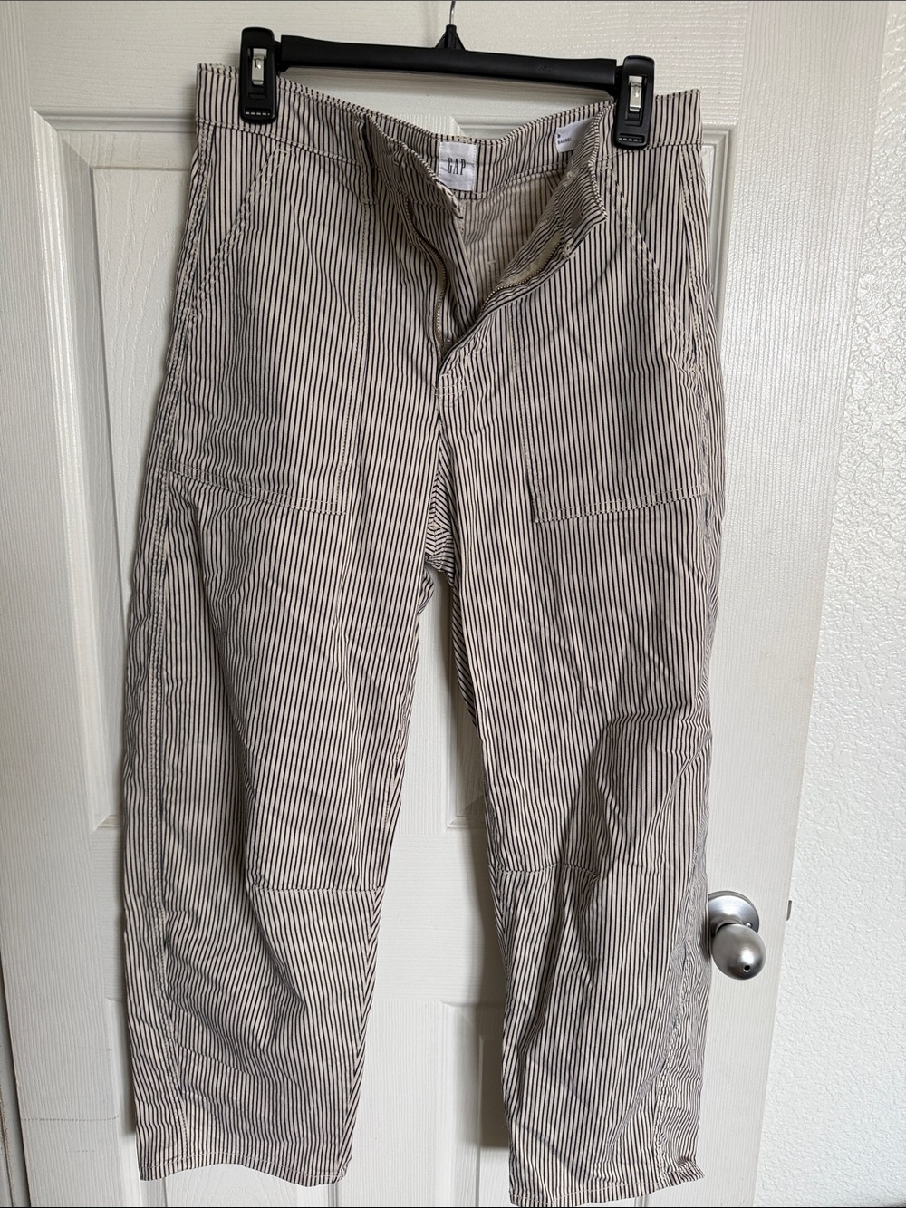 GAP Women's Beige and White Stripe Chinos